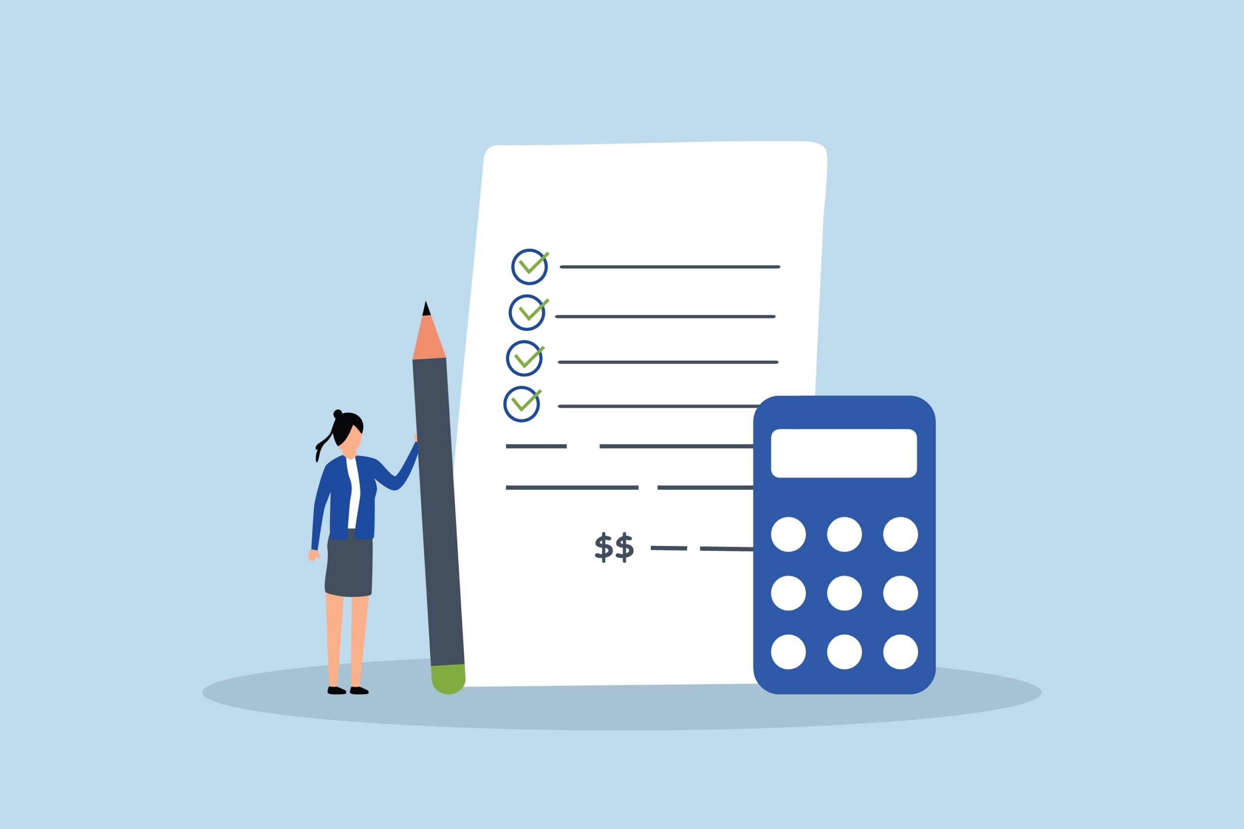 費用詳細と電卓のイラスト